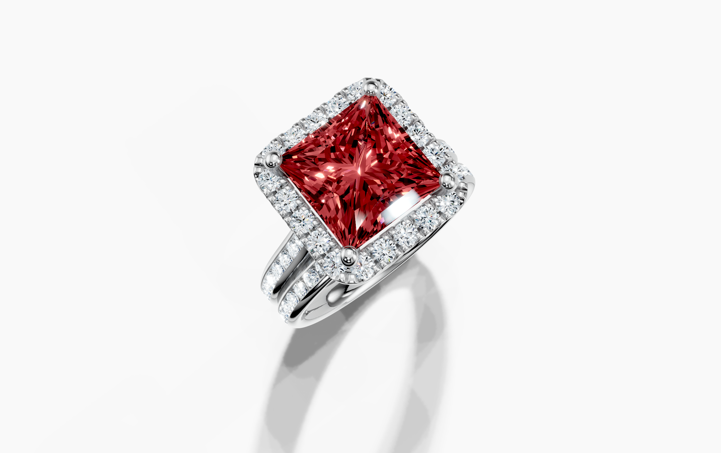 platinum  Princess Cut 5.00 Carat tw of Labgrown Diamond Ring and platinum White Gold Band