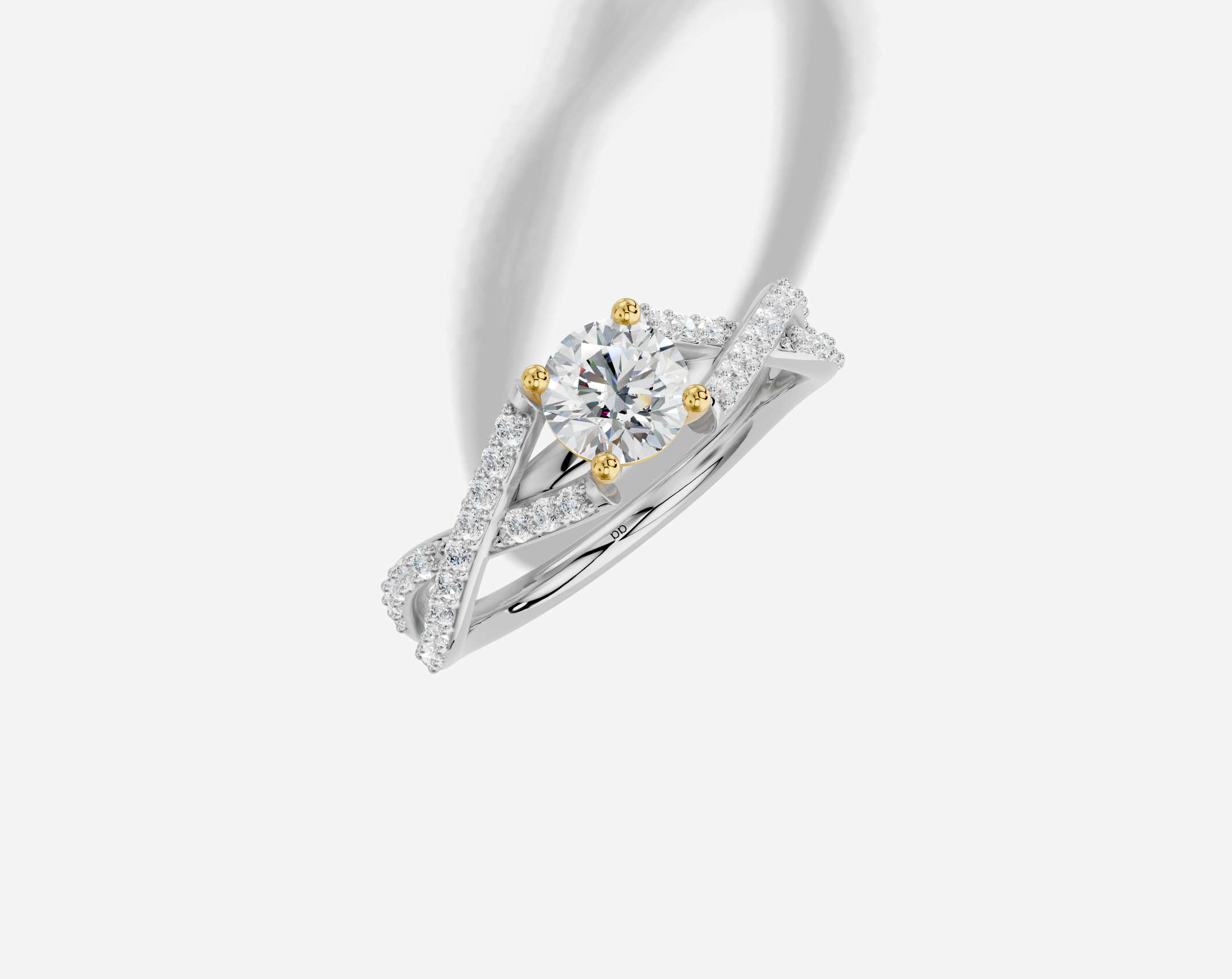 0.50 ct Round Natural Diamond Ring with Plate Prong 4 Prong Twisted Design in Yellow Gold White Gold 18KT Gold G/VS White Gold Size 7