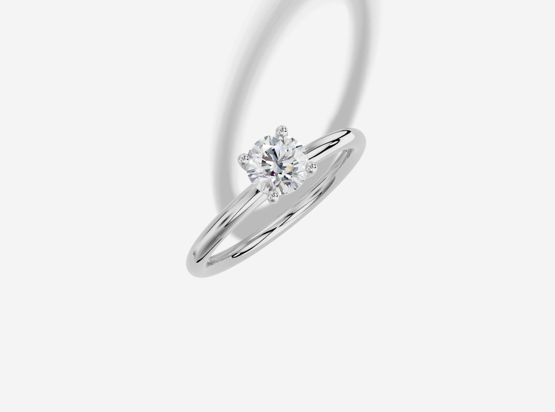 0.50 ct Round Natural Diamond Ring with Plain 4 Prong Plain Design in White Gold White Gold 18KT Gold G/VS White Gold Size 7