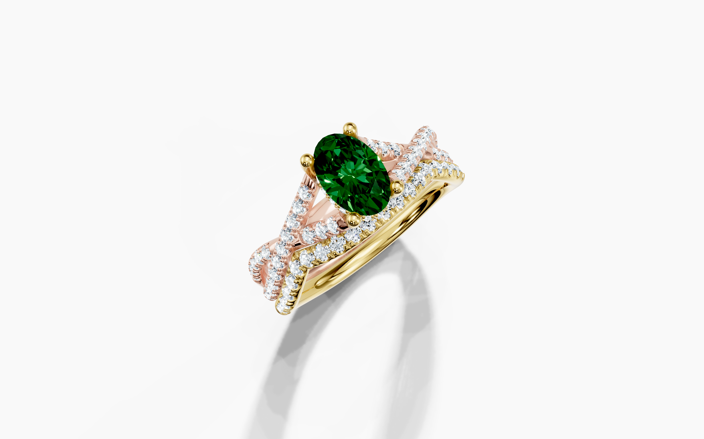 18K Rose Gold Oval Cut 1.38 Carat tw of  Diamond Ring and 18K Yellow Gold Band